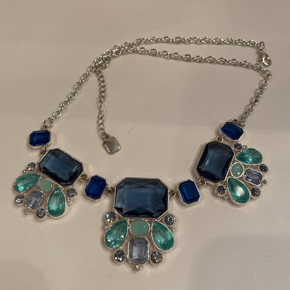 CHAPS - Blue/Green Stone Statement Necklace/SIlver